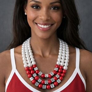 Delta Sigma Theta Necklace Red & White Pearls